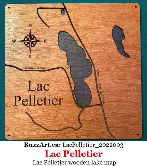 Lac Pelletier wooden lake map